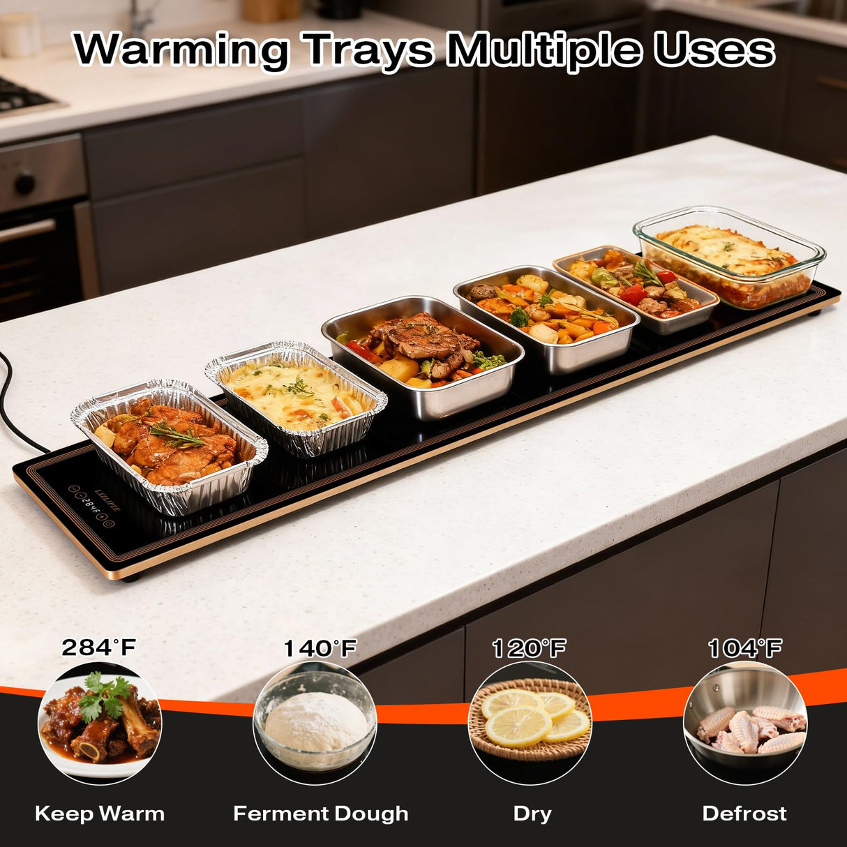 Electric Warming Tray for Buffets Party(59x14 Inches)Food Warming Mat with 12 Temp-Settings,Built-in Thermostat and Full Surface Heating,Versatile Food Warmers for Parties Buffet,Gatherings,Daily Use