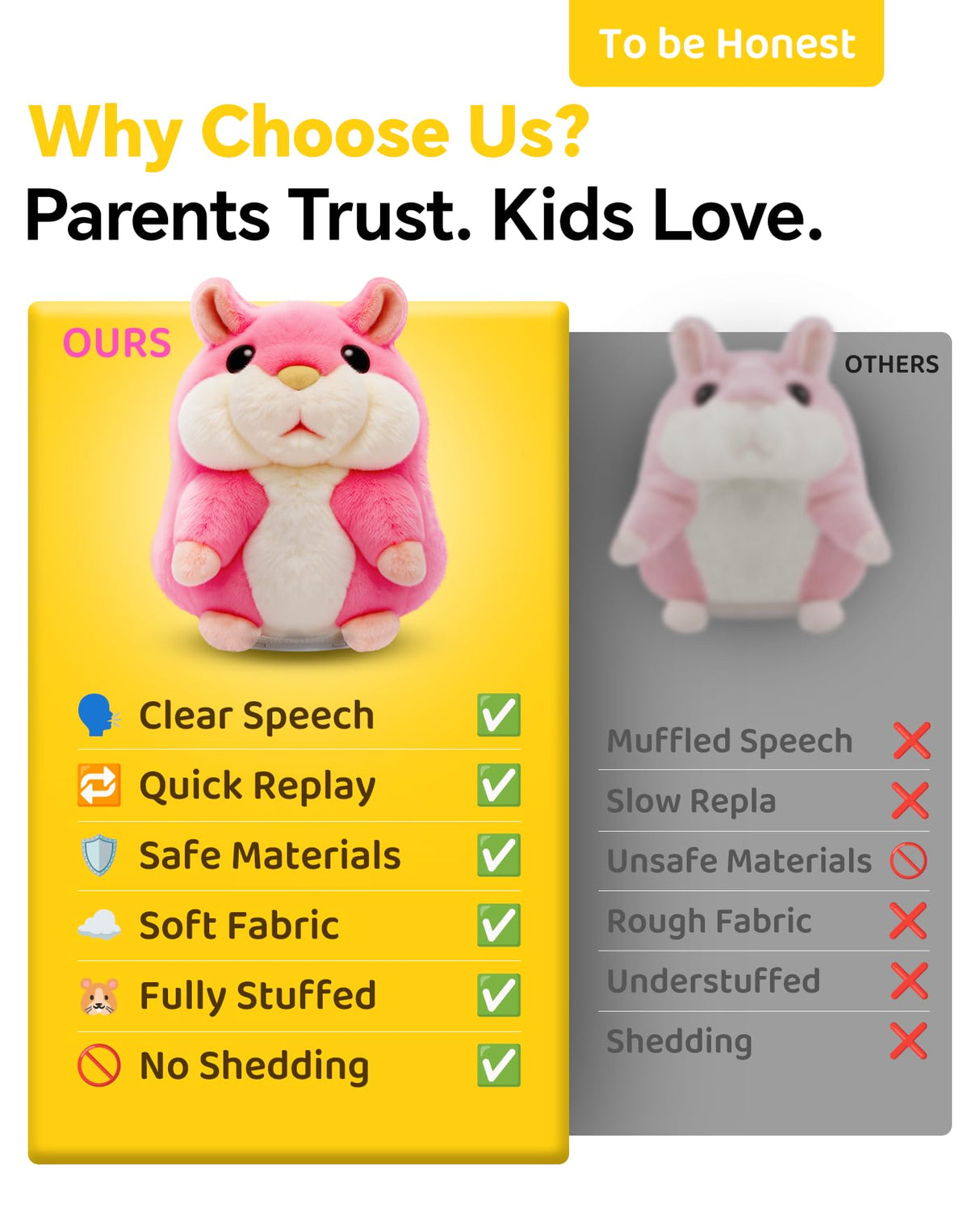 TWORIVER Talking Hamster Repeats What You Say,2025 Top Christmas Funny Gifts,Toddler Toys for Ages 2-4 5-7 8-13 Girls Pink Stocking+Stuffers Kids Interactive Dolls,a Most Popular Stuffed Animal Plush