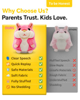 TWORIVER Talking Hamster Repeats What You Say,2025 Top Christmas Funny Gifts,Toddler Toys for Ages 2-4 5-7 8-13 Girls Pink Stocking+Stuffers Kids Interactive Dolls,a Most Popular Stuffed Animal Plush