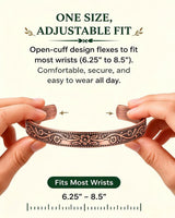 Fashtour Pure Copper Bracelet – Copper Bracelet for Men & Women – 100% Solid, Raw & Handmade Hammered Tibetan Cuff Bangle (Vintage Floral)
