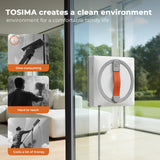 Tosima WA9C Pro Window Cleaning Robot with 4-Nozzle Dual Spray, AI Path Planning & Triple Safety System, 6 Cleaning Modes Remote Control Smart Window Robot for High-Rise Windows, Mirrors & Glass Doors