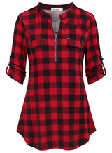 Ninedaily Plaid Shirts for Women,2025 Christmas Red and Black Plaid Ladies Tops Dressy 3/4 Sleeve Winter Holiday Casual Home New Years Eve Party Thanksgiving Outfits Loose Fitting Gifts Clothing, XXL