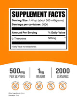 BulkSupplements.com L-Threonine Powder -Threonine Supplement, Amino Acid Supplement - Essential Amino Acid, Gluten Free, 500mg per Serving, 1kg (2.2 lbs) (Pack of 1)