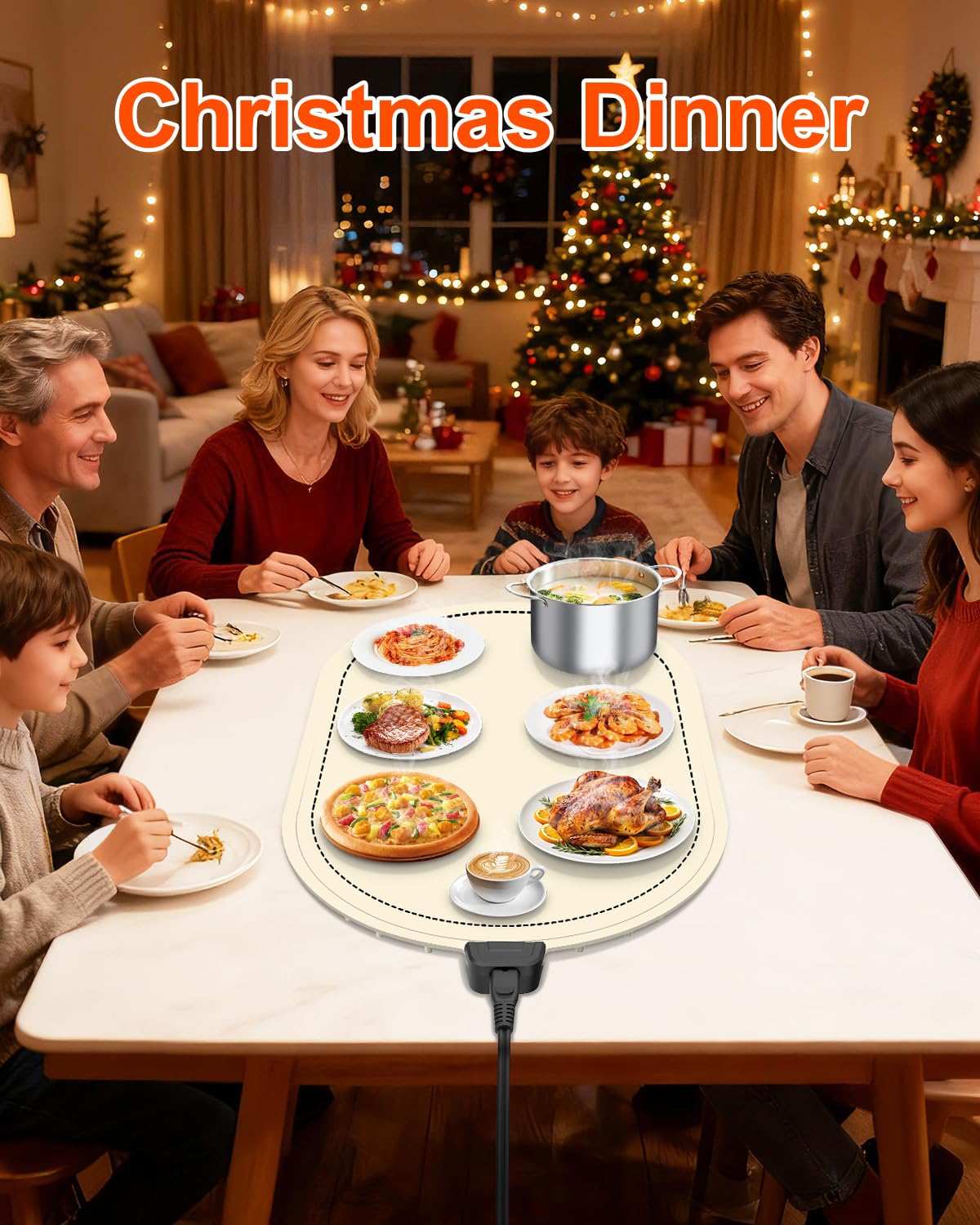 seenlast Warming Mat for Food with Adjustable Temperature Timer,10S Fast Heating Silicone Food Warmers for Parties Buffet and Home Daily,Food Warming Mat with Insulating Pad Raised Feet Protects Table