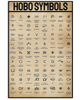JIUFOTK Hobo Symbols Wall Art Metal Sign - Retro Plaque 12x18 Inches - Kitchen, Bathroom Decor & Birthday Gift
