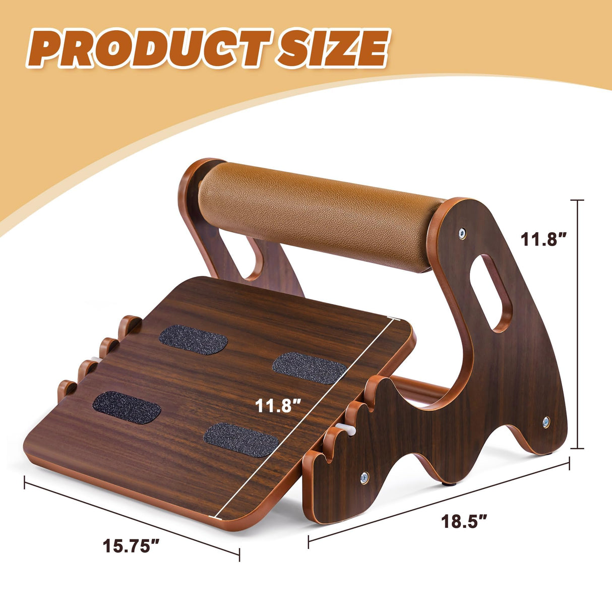 Spacocld Foot Rest for Under Desk at Work- Adjustable Rocking Foot Stool with 3 Height Positions and Soft Crossbar, Ergonomic Wooden Footrest with Anti-Slip Surface for Home, Office