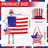 Chicingyou 12 ft Skeleton Clothes Accessories Including Hat and Cloth with Basket for 12 ft Skeleton Outfit Dress (3 Pcs,American Flag)