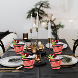 Gejoy 9 oz Rimmed Swirl Plastic Cups Disposable Wine Drinking Cups Clear Elegant Halloween Tumblers for Christmas Party Supplies(Black,100 Pcs)