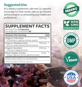Organic Irish Sea Moss Capsules - Organic Sea Moss Capsules with Bladderwrack Burdock Root and Black Pepper Extract for Enhanced Absorption - Vegan Non-GMO & Made in The USA (2 Month Supply)