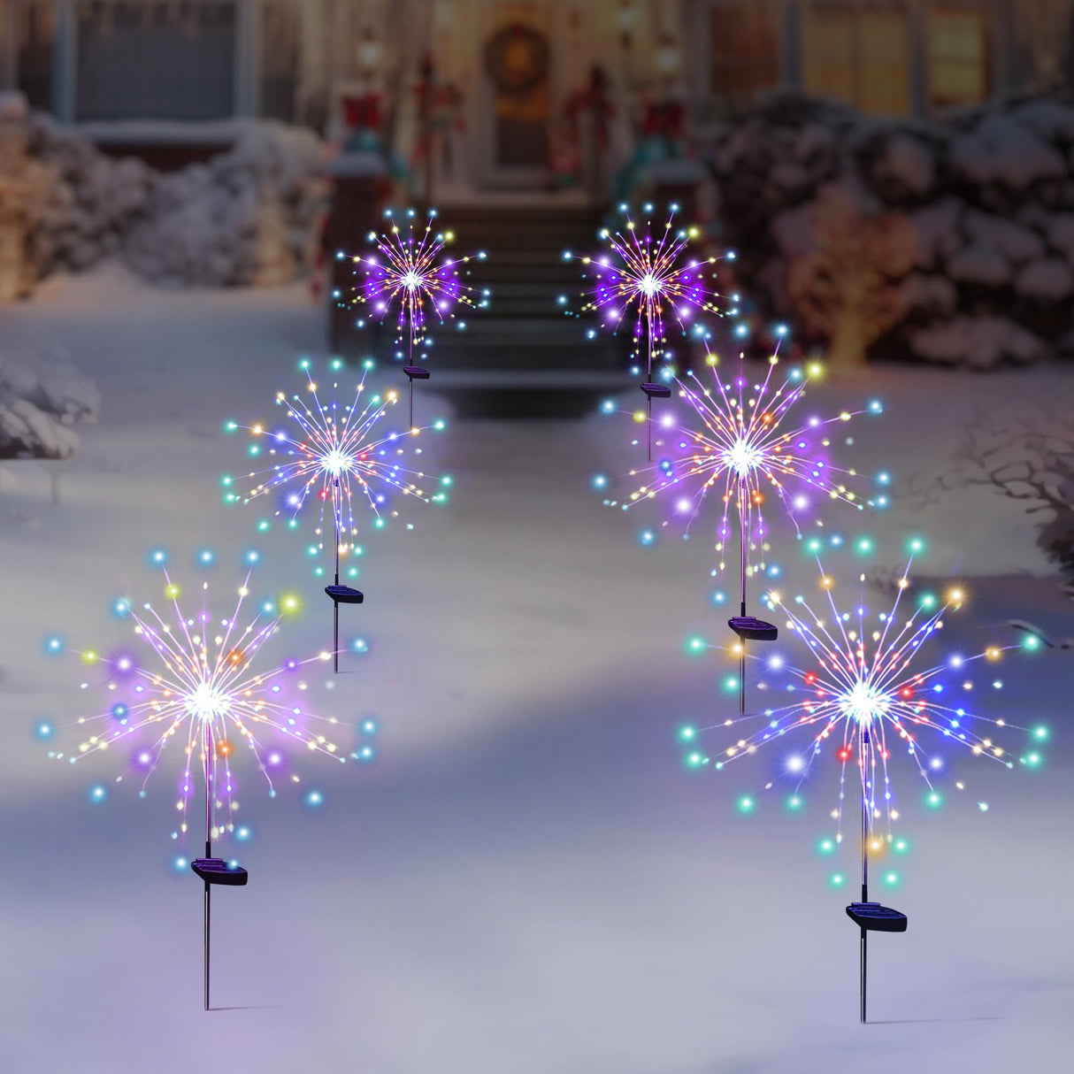 SolarEra Solar Garden Firework Lights Outdoor Waterproof 6 Pack, 120 LED Sparklers, Colorful, for Patio, Backyard, Sidewalk, Christmas, Parties