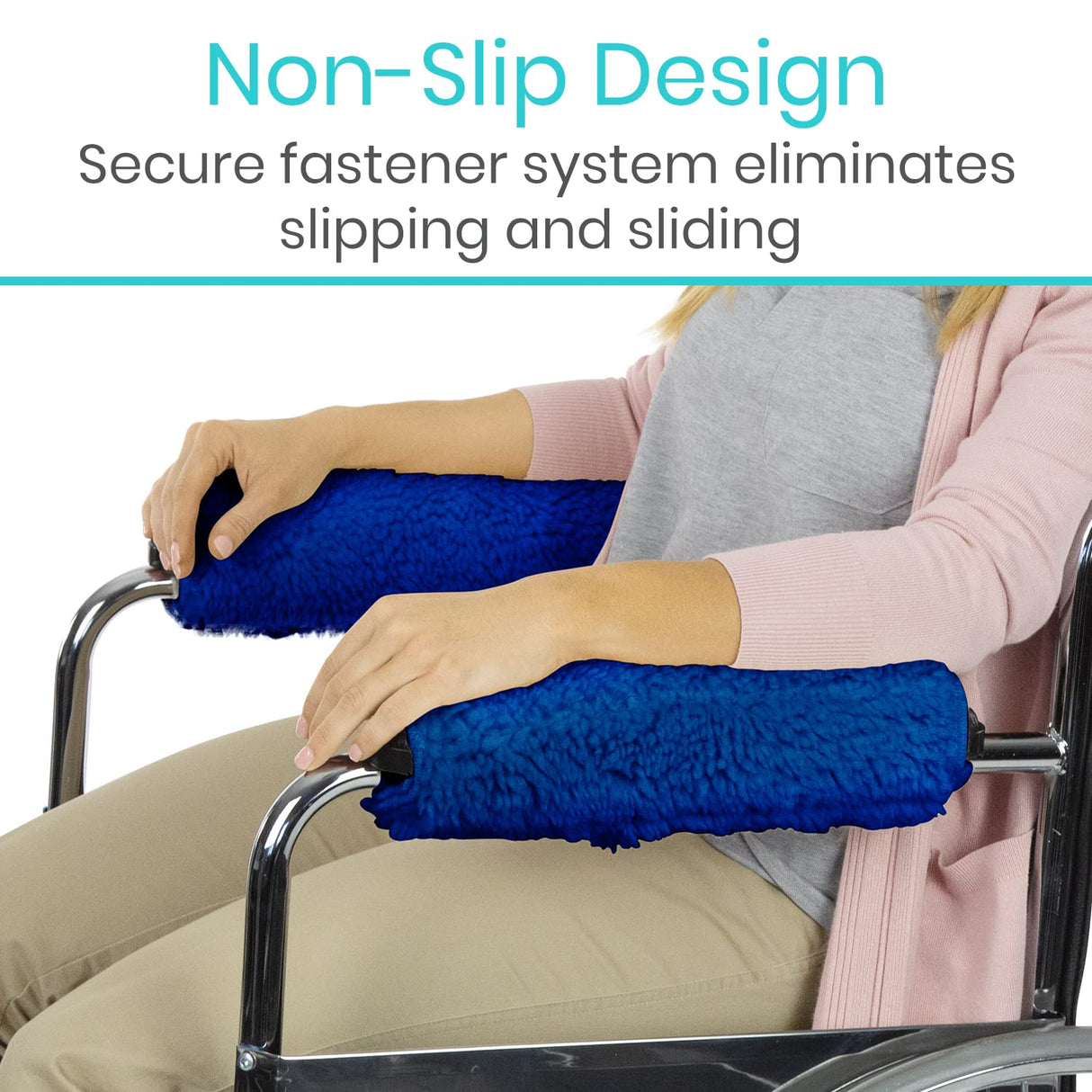 Vive Wheelchair Armrest Covers (Pair) - Memory Foam Sheepskin Accessories Pads for Transport Electric Wheel Chair Arm Rests - for Adults, Seniors, Handicapped - Soft Support Cushion for Mobility Aids