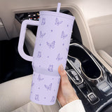 SANDJEST Butterfly Gifts for Women, Purple Butterfly Tumbler with Handle, Stainless Steel Insulated Coffee Travel Mug Cup, Gifts for Women Girls on Birthday Christmas, 40oz