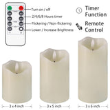 HVOPGEEUAN Flickering flameless Candles, Battery Operated Candles with Remote, led Pillar Candles，Electric Candle Set of 3，Christmas Home Wedding Birthday Decor（Ivory White） ﻿ ﻿