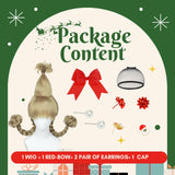 Blonde Braided Wig with Red-bow Earrings for Women Christmas Cindy Wig with Accessories for Halloween Christmas Costume Party