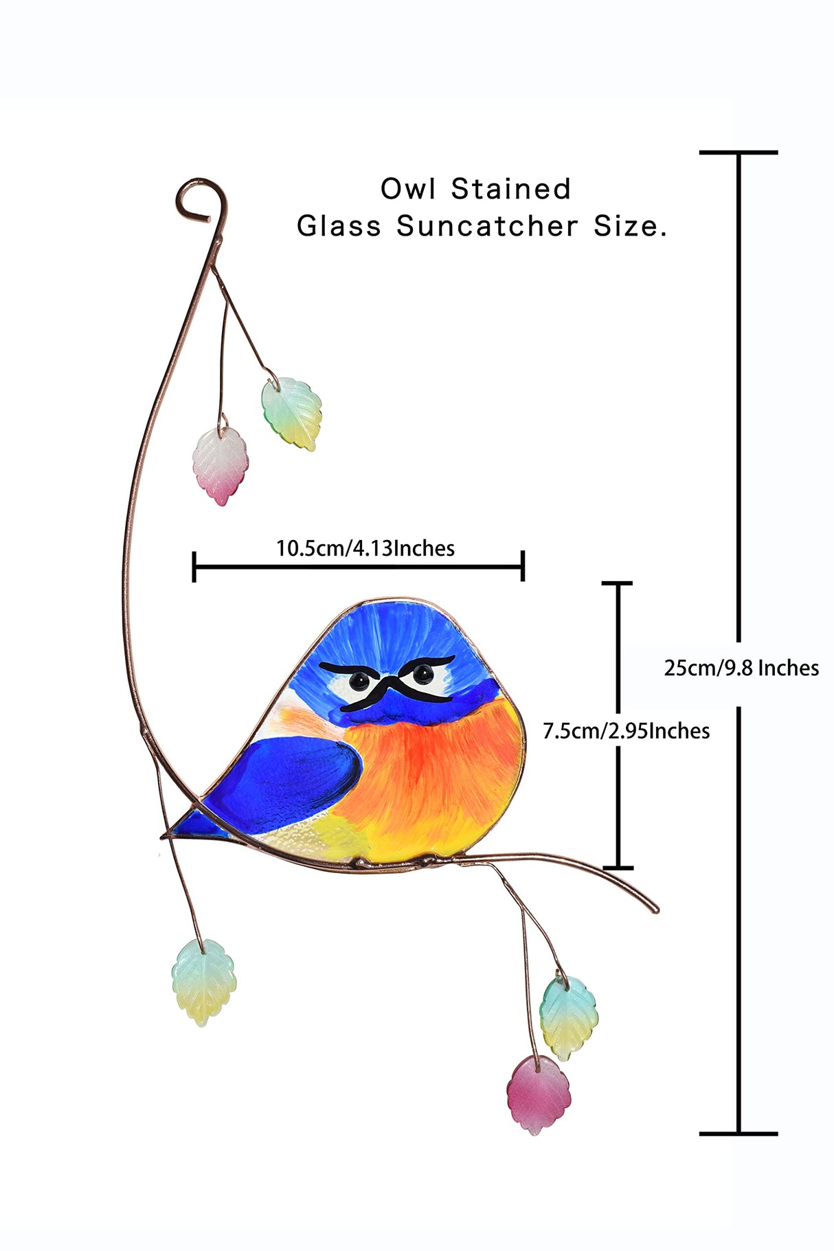 Lolitarcrafts Grumpy Owl Stained Glass Suncatcher Bluebird Stained Window Painting Bird Hanging