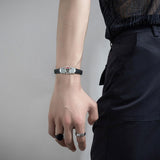 Nuahyaz 3Pcs Anime Leather Bracelets, Skull Punk Alloy Cuff Wristband