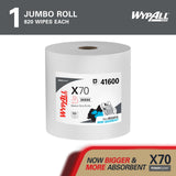 WypAll PowerClean X70 Cloths Medium Duty Wipes (41600), Jumbo, Long Lasting Towels, White (1 Roll of 870 Sheets, 870 Sheet Total)