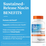 Doctor's Best Niacin 500 mg Extended Release Supplement for Men & Women - Minimizes Skin Flush, Niacin as Nicotinic Acid 500mg, Cardiovascular Health Support, Gluten Free, Vegan, Non GMO - 120 Tablets