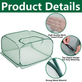 2 Pcs Pop Up Mesh Plant Cover, 35" x 35" x 27.5" Foldable Plant Protector Mesh Plant Enclosure, Garden Net Cage Guard Cover with 8 Ground Stakes for Protecting Plant Vegetable Fruit from Birds Insects