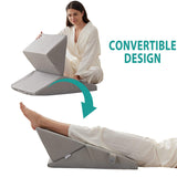 Bedluxe Adjustable 4pcs Bed Wedge Pillow Set, Memory Foam Wedge Pillows Post Surgery for Back, Neck, Leg Pain Relief, Pillow Wedge for Sleeping, Sitting up in Bed, Acid Reflux and GERD, Grey