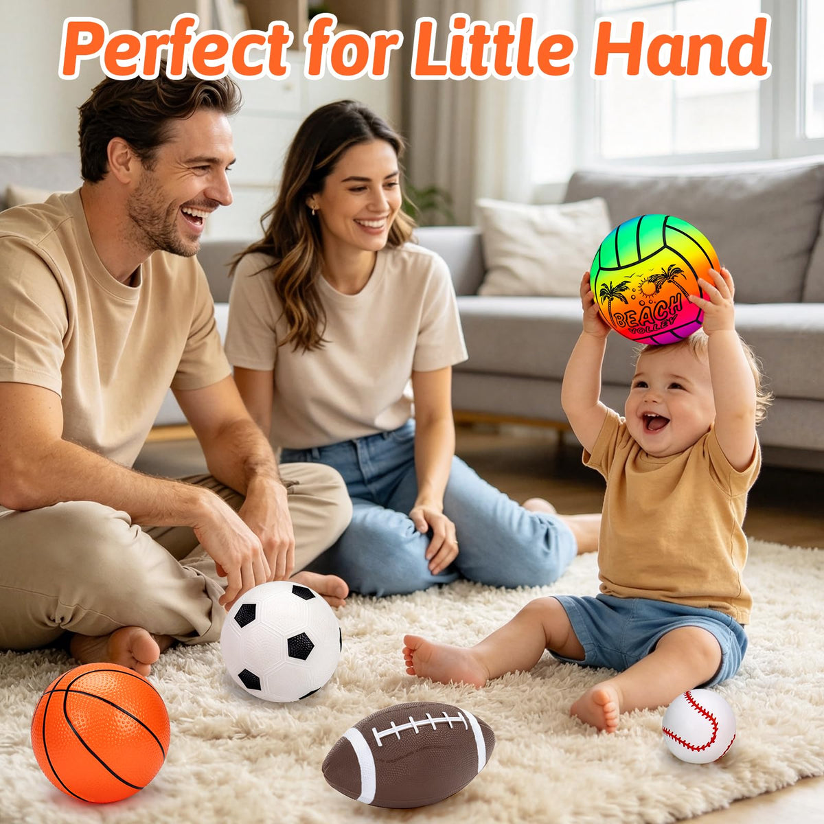 Qirptey 5 Pack Sports Balls Set for Boy Outdoor Kids Toys with Bag & Pump
