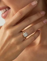 EAMTI 3CT Engagement Rings for Women Radiant Cut CZ Solitaire Promise Wedding Bands Travel Bezel Ring 14K Gold Plated Size 7.5