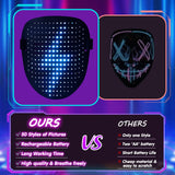 ORWINE LED Mask, Light Up Mask with Gesture Sensing, Unisex LED Lighted Face Transforming Masks for Festival Dj Cosplay Halloween Costume Masquerade Parties Christmas Gifts for Kids