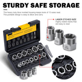 Bolt Extractor Kit, 14 PCS Impact Bolt & Nut Remover Set with 3/8 Inch Adapter, Upgrade Stripped Bolt Extractor Socket Set with Portable Tool Box, Easy Out for Rusted, Damaged, Round Bolt Nuts Screws