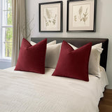 MIULEE Pack of 2 Christmas Burgundy Decorative Pillow Covers 18x18 Inch Soft Chenille Luxurious Couch Throw Pillows Farmhouse Cushion Covers with Elegant Design for Sofa Bedroom Living Room Decor