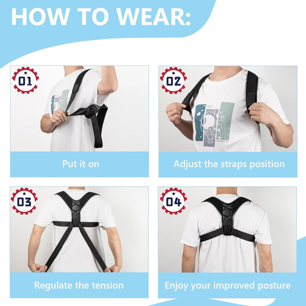 Posture Corrector for Women & Men, Adjustable Back Brace for Posture Support, Breathable & Invisible Upper Back Straightener – Relieves Neck, Shoulder, Clavicle Pain, Improves Alignment for Sitting(M)