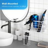 Agotglmi Hair Tool Organizer, Dryer Holder, 3 in 1 Blow Bathroom Organizer Wall Mounted/Cabinet Door for Flat Iron, Curling Straightener, Care & Styling Tools Storage Basket (White)