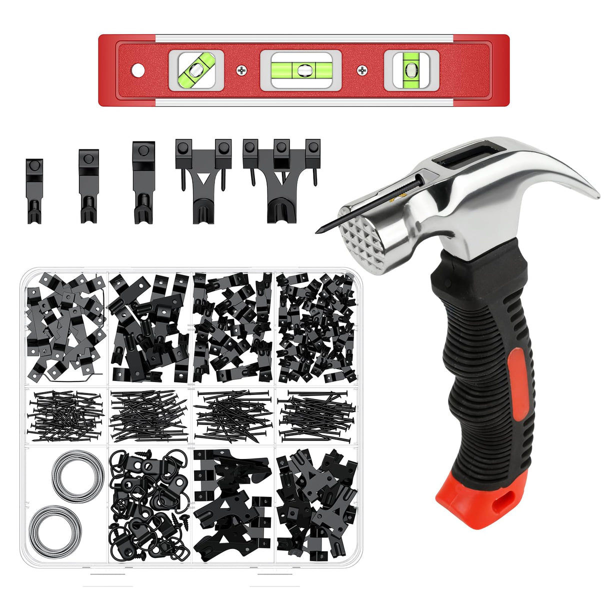 Uniclife 329 Pcs Heavy Duty Picture Hanging Kit, 10 lb, 20 lb, 30 lb, 40 lb, 75 lb Picture Hanging Hooks with Nails, D Ring Picture Hangers Sawtooth Picture Hangers Picture Hanging Wires & Screw Hooks