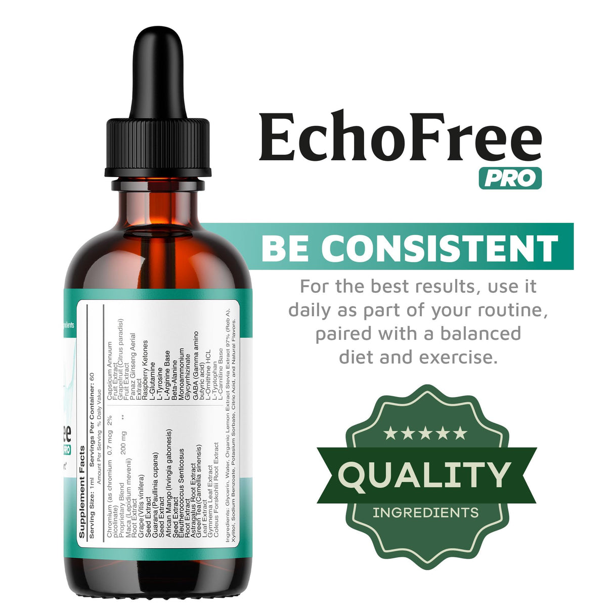 LIVORKA Echo Free Drops - Natural Support, EchoFree Pro Ear Health Support Supplement Liquid Drop, Ecofree Pro Healthy Ear Vitamin Premium, Eco Free Pro Drops Formula Reviews, 1 Bottle for 1 Month