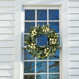 JINGHONG Eucalyptus Wreaths for Front Door 20 Inch Green Home Decor for Wall Porch Window Spring Summer Wreath with Big Berries for All Seasons Winter Christmas