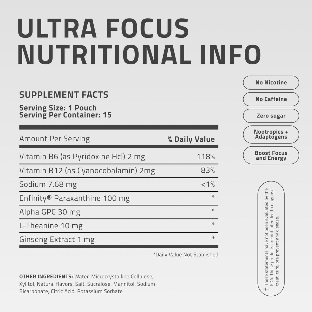 Ultra Focus Pouches (Variety Pack, 3 Cans) Caffeine Free