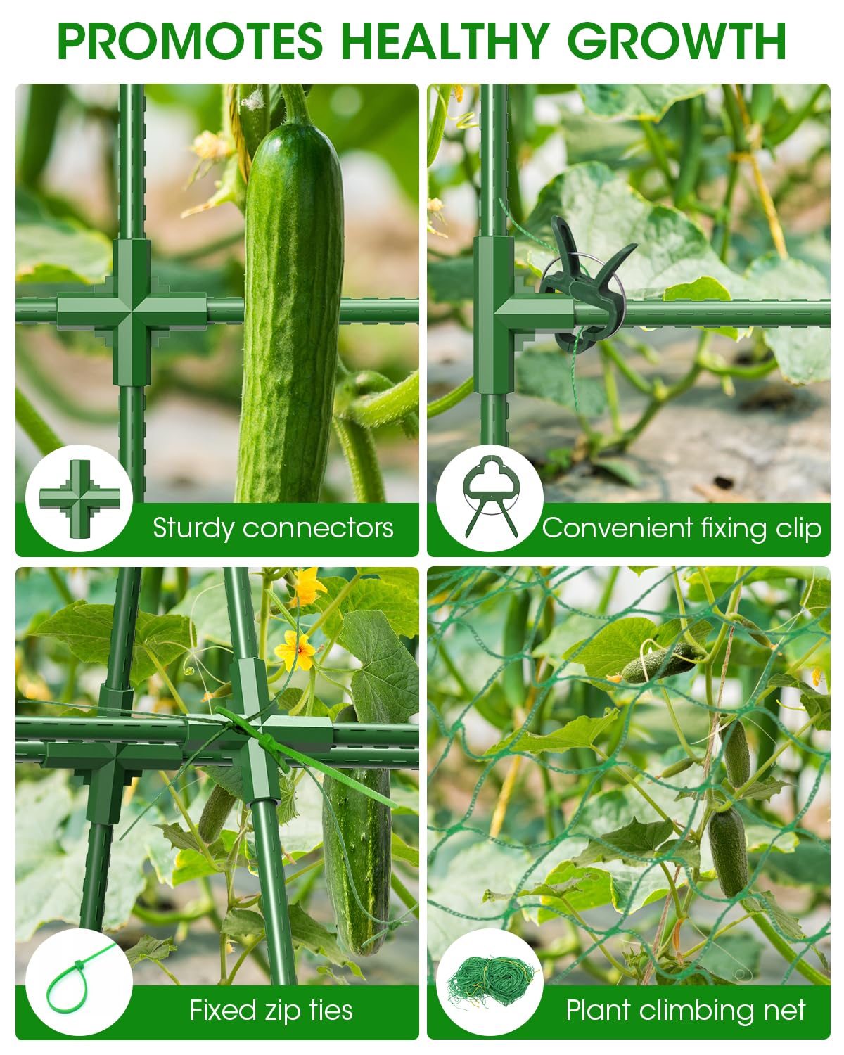 MYMULIKE 2 Pack Cucumber Trellis, Garden Trellis for Climbing Plants Outdoor, A-Frame Cucumber Trellis for Raised Bed, Plant Grow Support for Tomato, Squash, Vegetable, Flower(33"x47"x2Pcs)