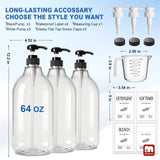 GMISUN Laundry Detergent Soap Dispenser, Liquid Laundry Detergent Dispenser, Container for Farmhouse Laundry Room Decor, Organizer for Liquid SoftenerBleach Heavy Duty Plastic Bottle(64 Oz 3 Pack)