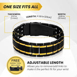 MagnetRX® 3X Strength Titanium Magnetic Bracelet – Magnetic Bracelets for Men – Premium Fold-Over Clasp and Adjustable Length with Sizing Tool (Black/Gold)
