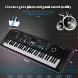 61 Key Keyboard Piano, Electric Piano Keyboard with Built-in Dual Speakers, External Microphone & Power Adapter - Portable Electronic Digital Piano for Beginners & Christmas Gift