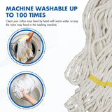 KULED Heavy Duty Industrial Mop, Commercial Cotton Mop with 59 Inch Handle, Looped-End String Wet Mops with 2 Heads for Floor Cleaning, Workshop, Warehouse, Home and Garage