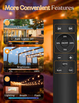 YOYONACY 200FT Outdoor Lights for Patio – Dimmable String Lights for Outside with Remote – LED Hanging Lihgts Waterproof Shatterproof ST38 Edison Bulbs for Backyard Cafe Bistro Porch Christmas Party