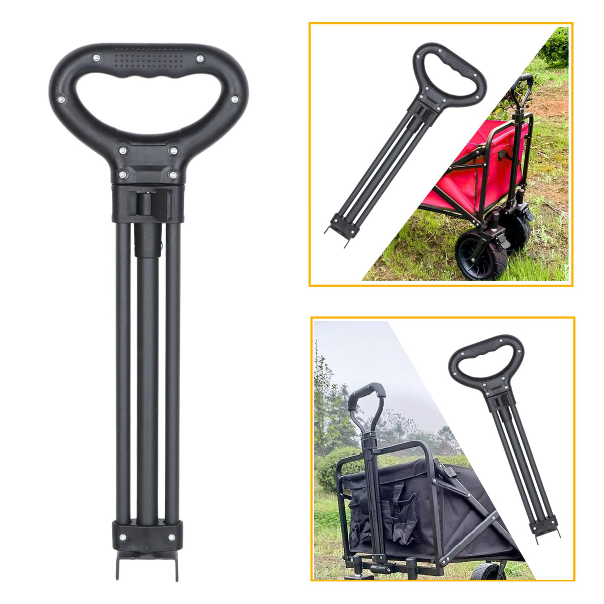 Aymzbd Trolley Pull Handle, Folding Wagon Pull Handle Replacement, Adjustable Shopping Cart Pull Handle for Garden Carts Picnic Carts Beach Park, Style D