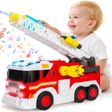 Large Fire Trucks Toys for Toddlers, Kids Toys for 3 4 5 6 7 8 Years Old Boys, 15" Firetruck Toy for Kids with Ladder, Lights, Sounds & Water Shooting, Christmas Birthday Gifts for Boys & Girls