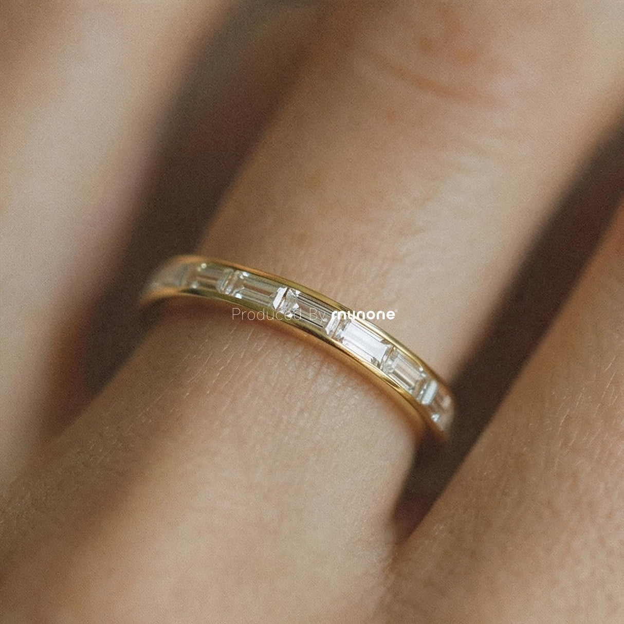 munone 2mm Channel Set Baguette CZ Eternity Wedding Band Ring for Women