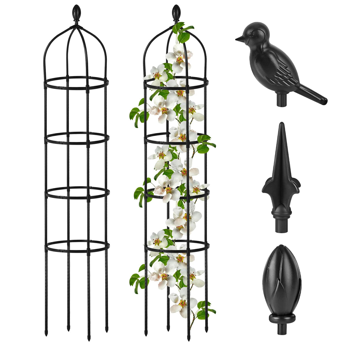Garden Obelisk Trellis for Climbing Plants Outdoor 6 Ft Rose Bush Round Trellis for Pots Rustproof Metal Pipe with Plastic Coated Plant Flower Trellises for Clematis Vine Jasmine Support