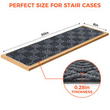BAGAIL 15 Pack Non-Slip Stair Treads for Wooden Steps, 8"x30" Peel and Stick Carpet Stair Runners, Machine Washable Indoor Step Covers with No-Residue Adhesive for Dogs, Kids & Elderly - Dark Gray