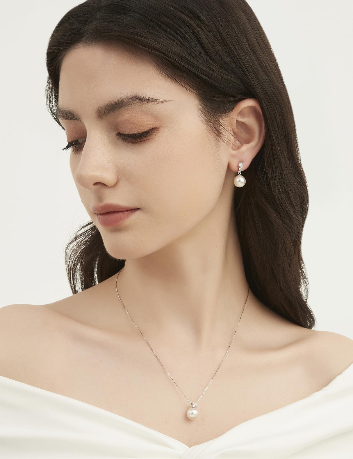 Mameloly Pearl Earrings for Women Trendy CZ 10MM Pearl Drop Earrings