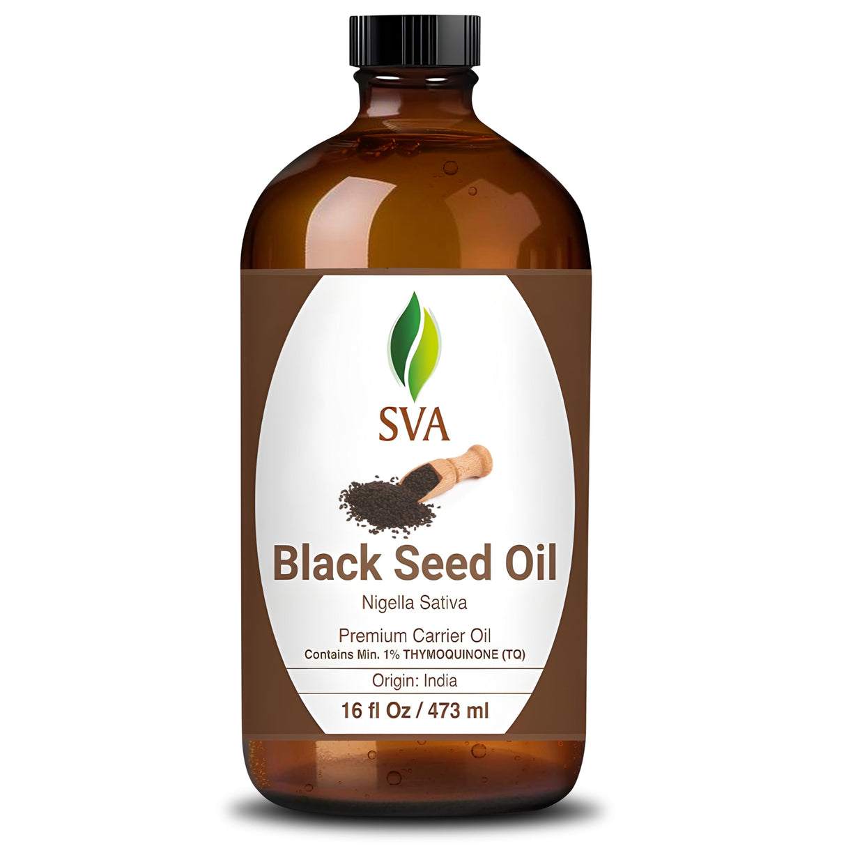 SVA Black Seed Oil - 16 Fl Oz – 100% Natural Cold Pressed Black Seed Oil - for Face, Skin Care, Hair Care, Scalp Massage & Body Massage – Carrier Oil