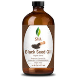 SVA Black Seed Oil - 16 Fl Oz – 100% Natural Cold Pressed Black Seed Oil - for Face, Skin Care, Hair Care, Scalp Massage & Body Massage – Carrier Oil