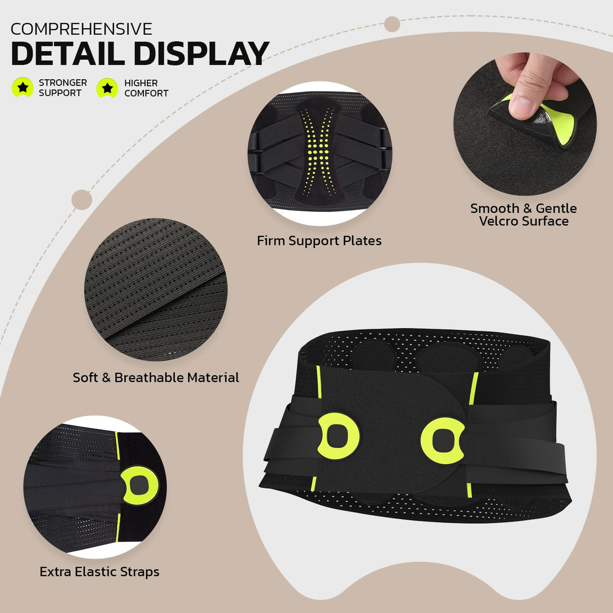 aoFIT Back Brace for Lower Back Pain Relief with 360-Degree Biochemical Hug Support, Back Support Belt for Men and Women, Soft Breathable Fabric Lumbar Support for Herniated Disc, Sciatica L